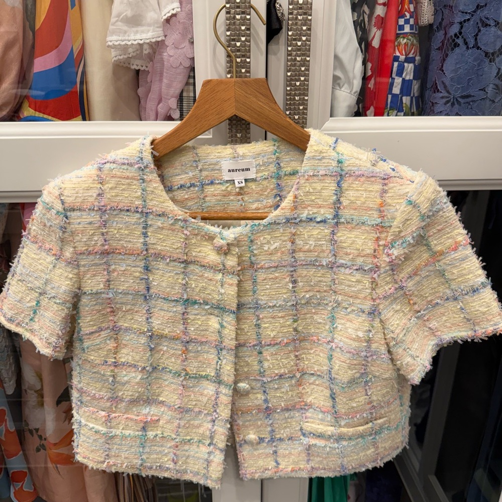 Multicolor Tweed Cropped Jacket - image 1